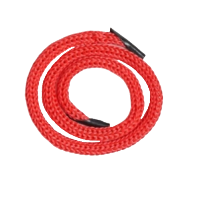 Шнур с наконечниками для пакетов, 4 мм, Красный, L - 33 см.; крючок прозрачный; 100 шт